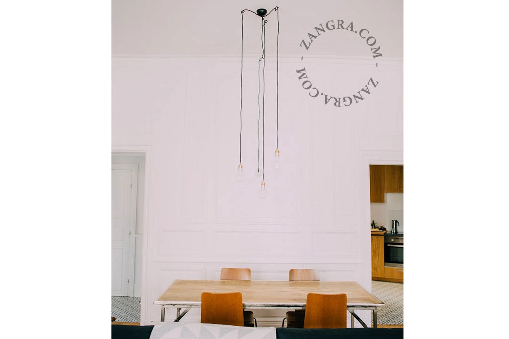 metallic ceiling rose (max 5 cables) - black