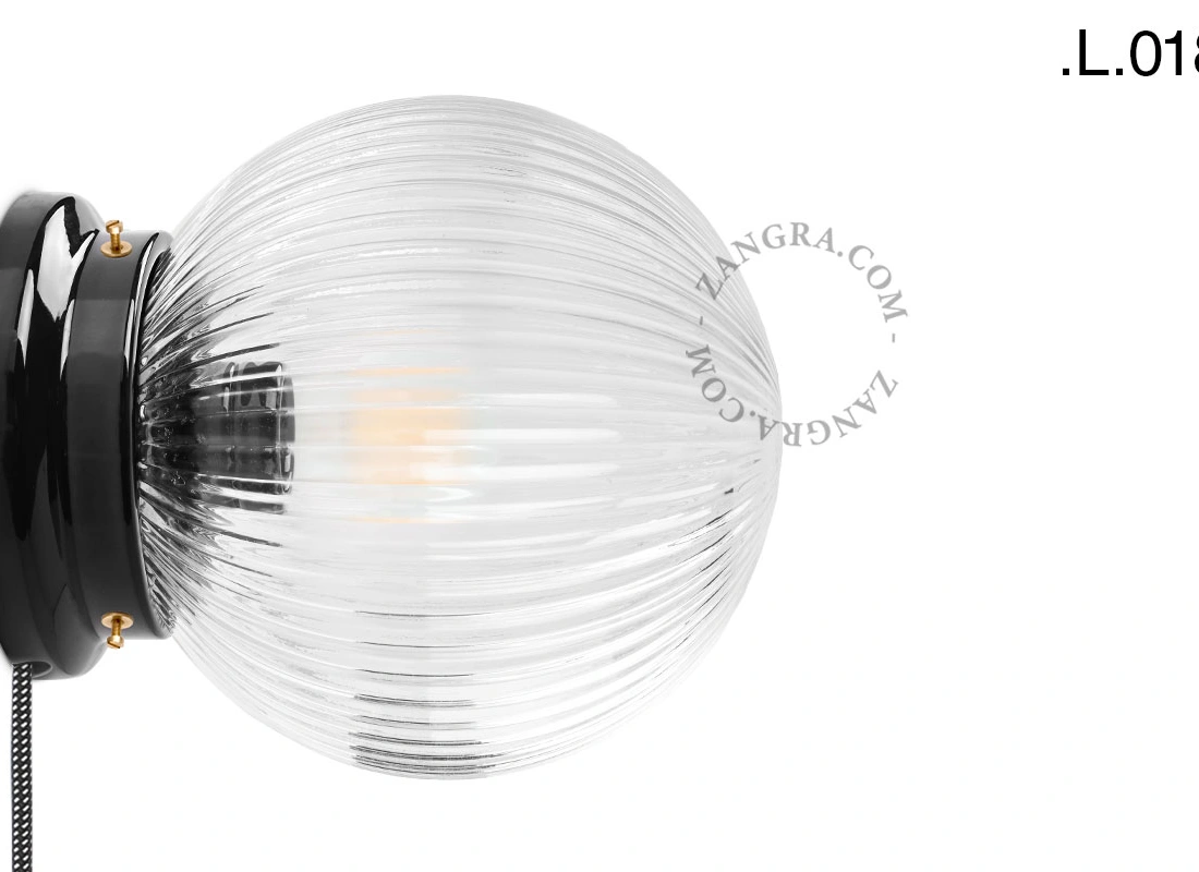 applique ou lampe de table Cédric en porcelaine noire