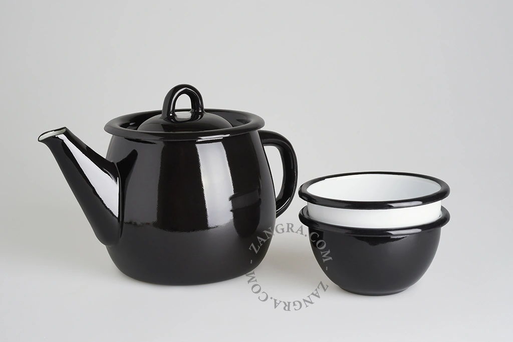 zwarte emaille theepot -1 l