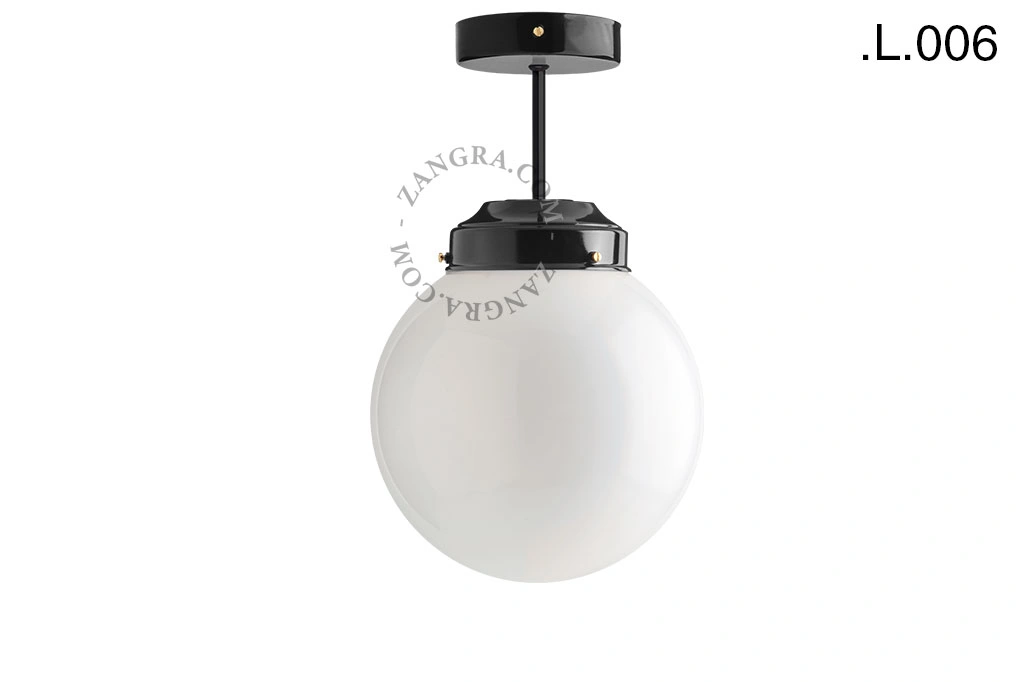 lampada da soffito nera - paralume in vetro