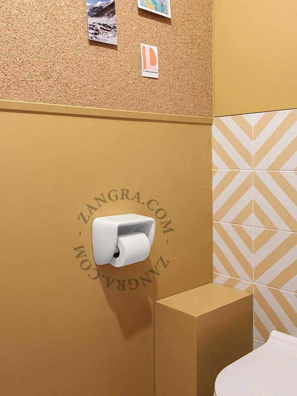 portarotolo di carta igienica in porcellana bianca