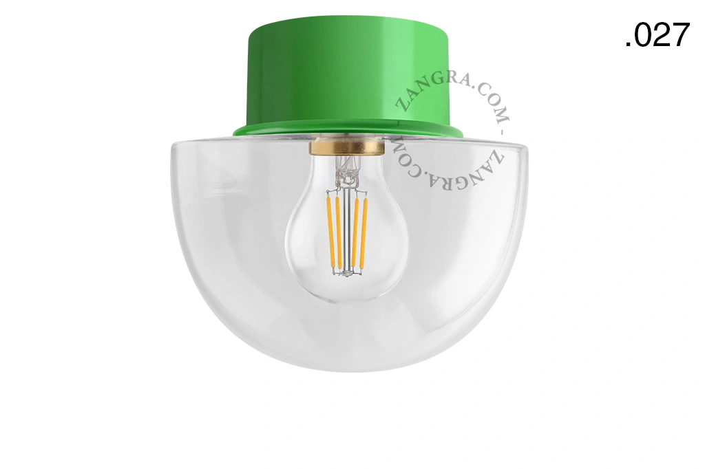 applique ou plafonnier vert - globe en verre - Ø 10 cm