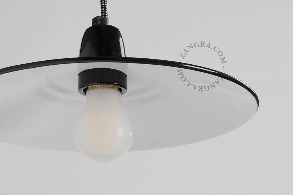 candeeiro pendente de esmalte branco - Ø 28 cm