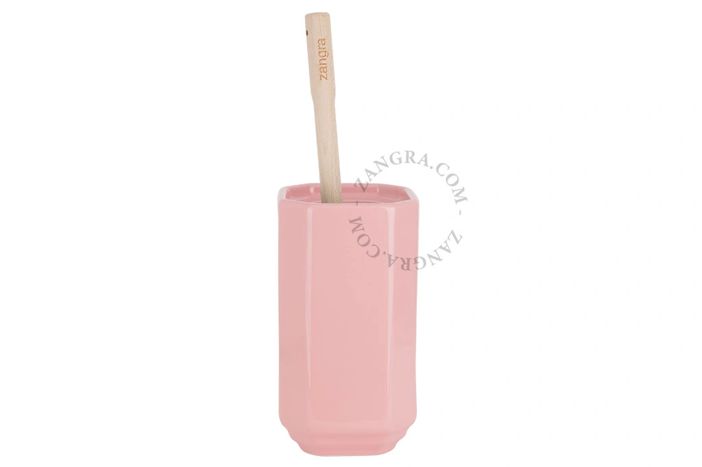 porte-balayette Art Déco Becca en porcelaine rose