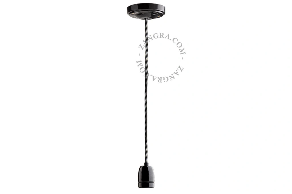 zwarte porseleinen hanglamp, Alexis