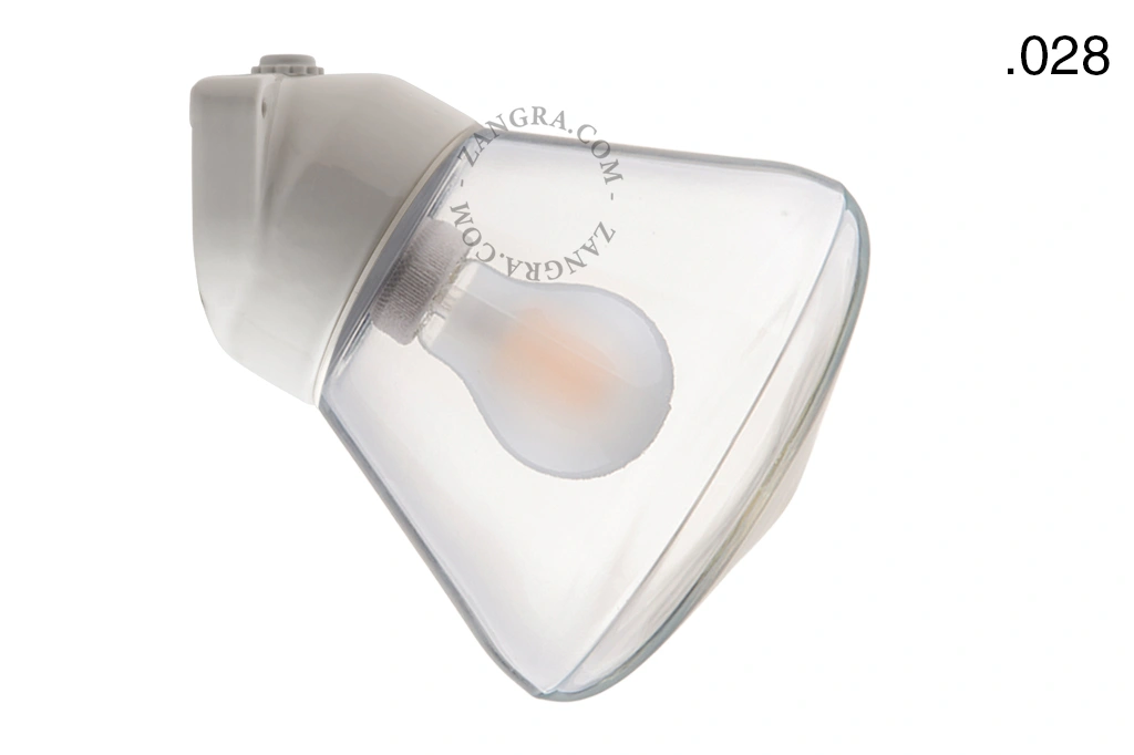 candeeiro de parede em porcelana branca para casa de banho - Ø 9,5 cm - abajur de vidro - IP54