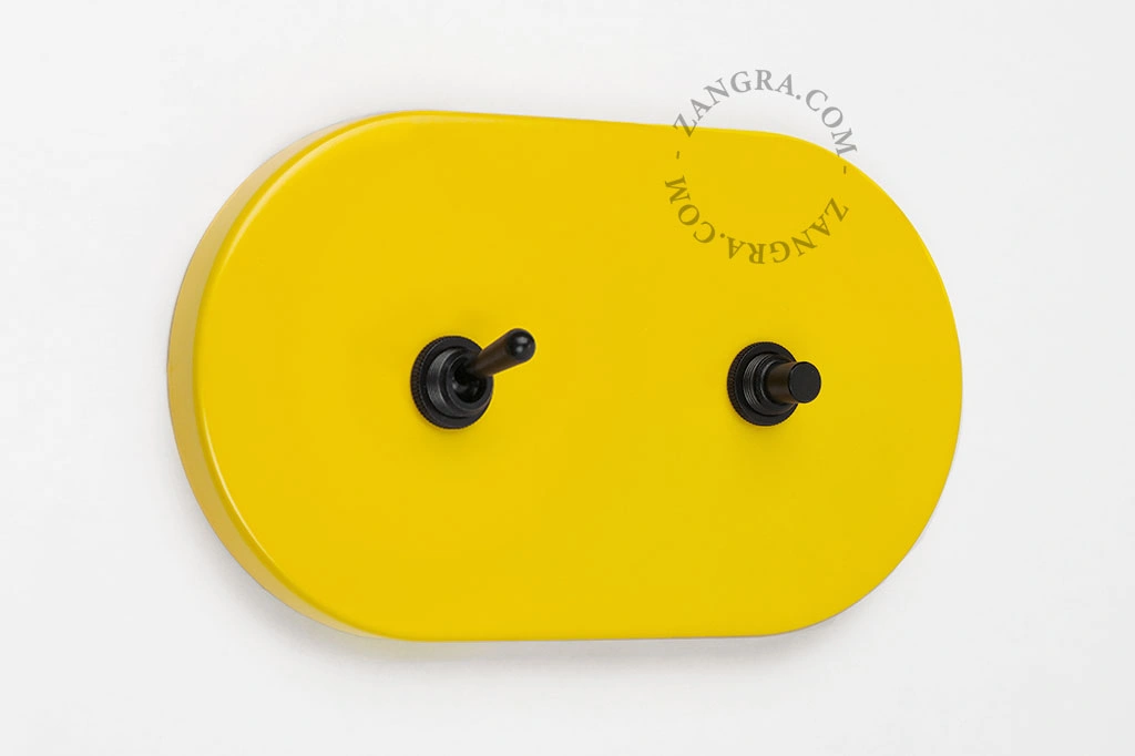 interruptor y pulsador amarillo simple o conmutado - palanca y botón negros