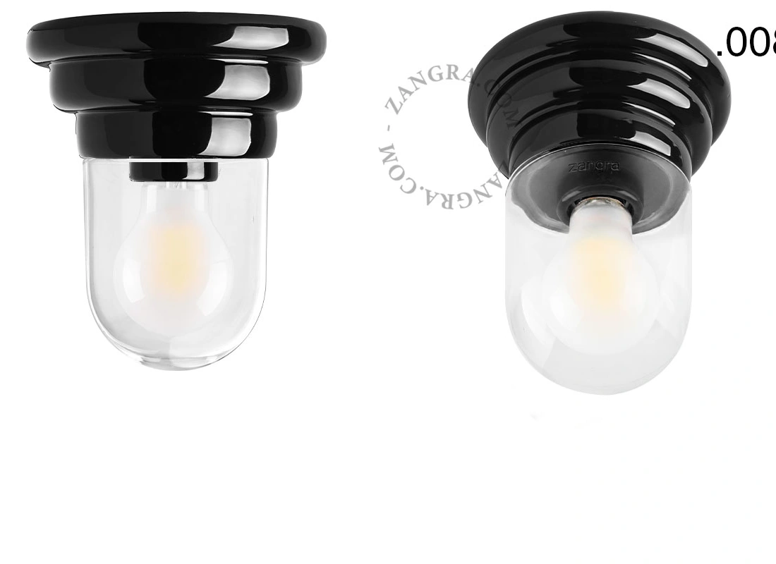 Art Deco-lampe i sort porcelæn Daniel