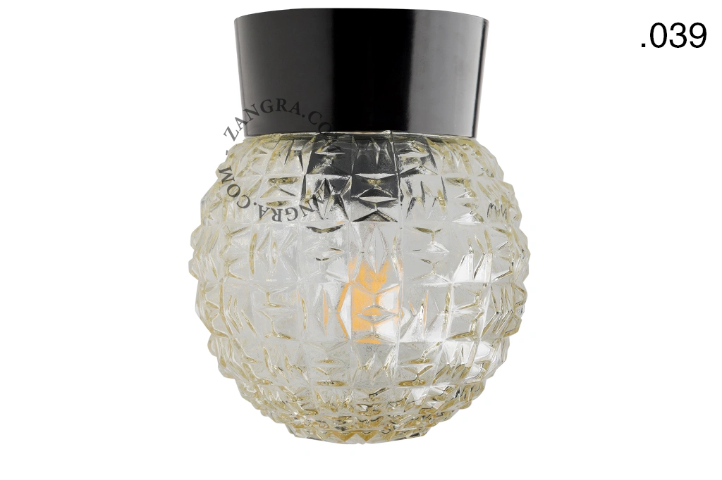 svart vägg- eller taklampa - glasskärm - Ø 11 cm