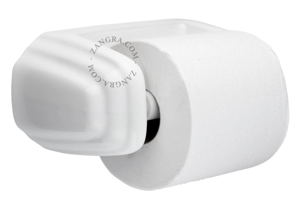 toiletpapirholder i hvidt porcelæn