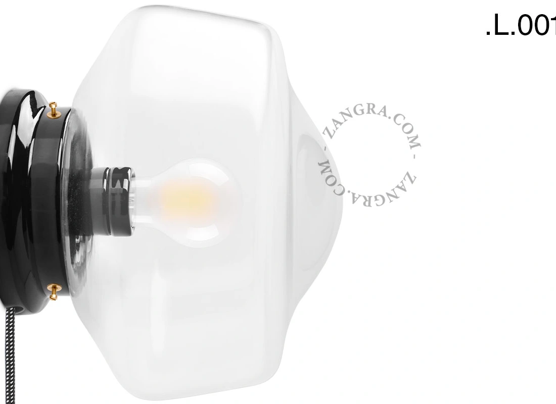 applique ou lampe de table Cédric en porcelaine noire