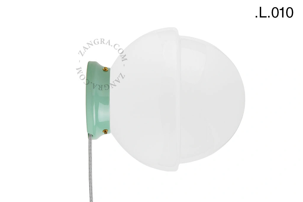 zielona porcelanowa lampa stołowa lub ścienna Cedric