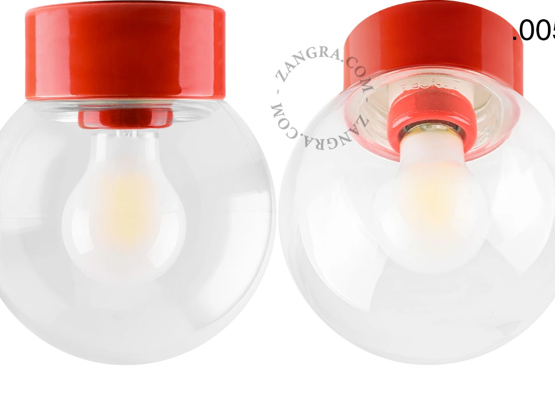 Leuchte David aus rotem Porzellan - Ø 10 cm