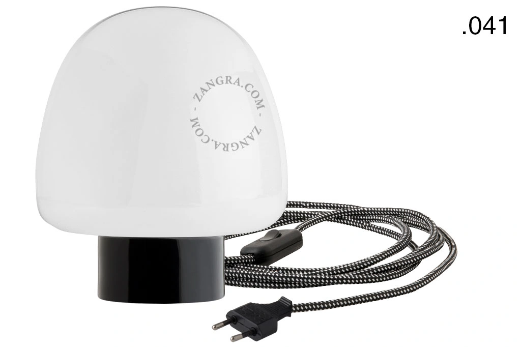 black porcelain table lamp - glass shade - Ø 10 cm