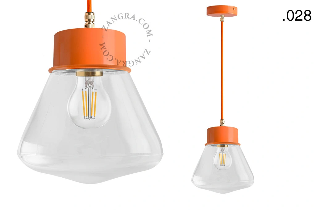 orange pendellampe - glasskærm - Ø 10 cm