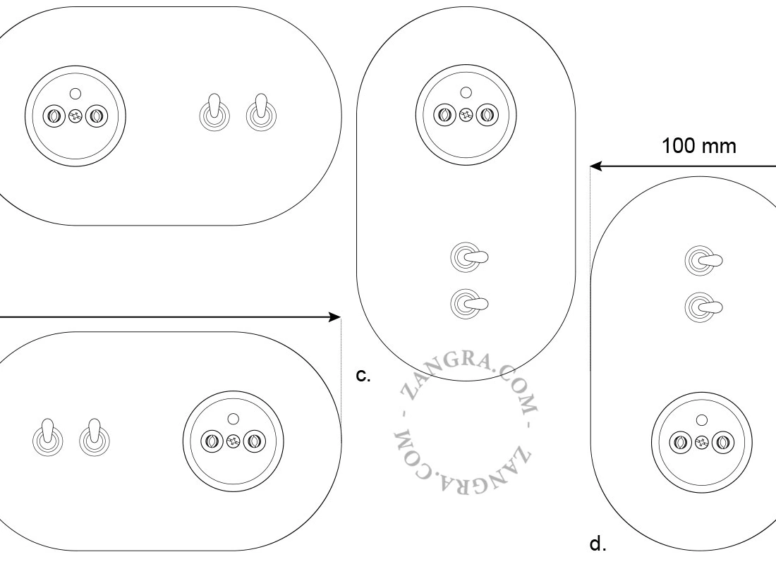 black flush mount socket & two-way or simple switch – double black toggle