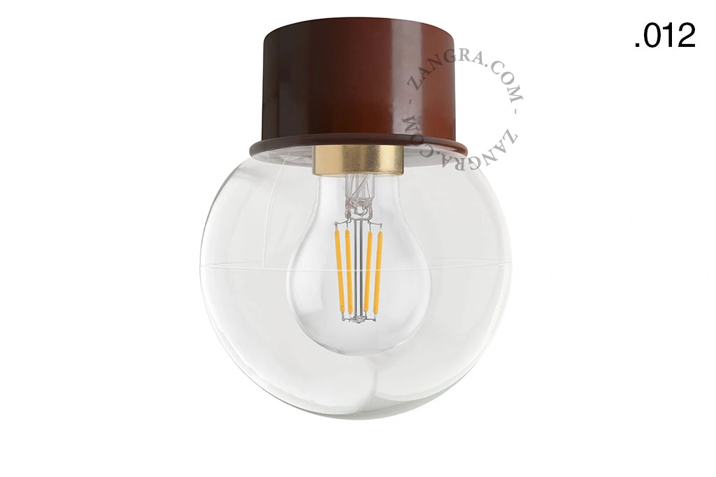 brun væg eller loftslampe - glas skærm - Ø 8 cm