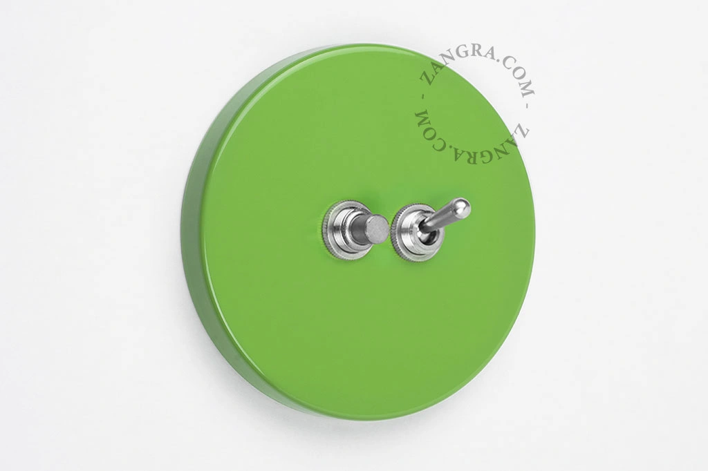 green switch - two-way or simple nickel-plated toggle switch & push-button