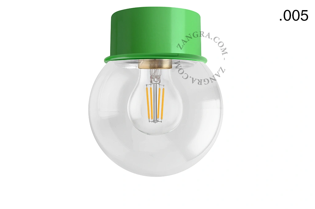 applique ou plafonnier vert - globe en verre - Ø 10 cm