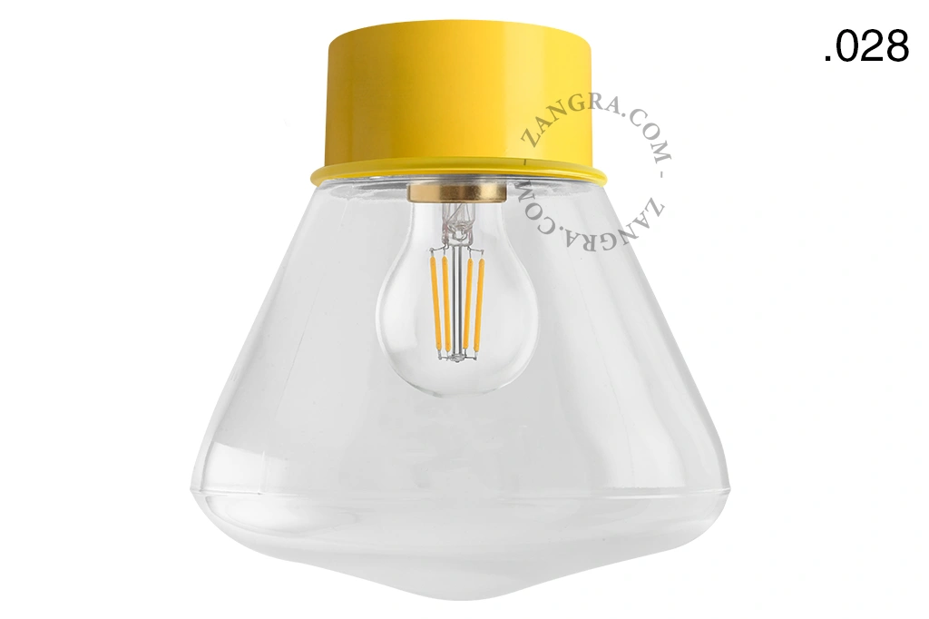 lampa ścienna lub sufitowa żółta - szklany klosz - Ø 10cm