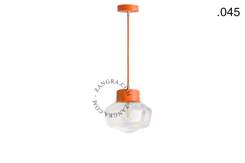 orange pendellampe - glasskærm - Ø 10 cm