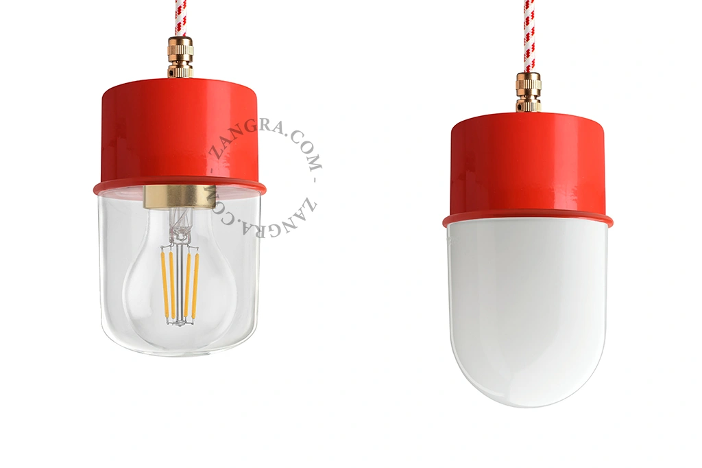 suspension rouge - globe en verre - Ø 8,5 cm