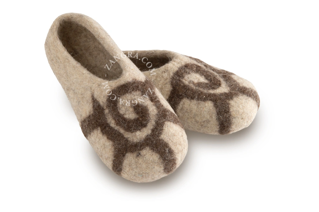 handgjorda filttofflor beige/brun för barn