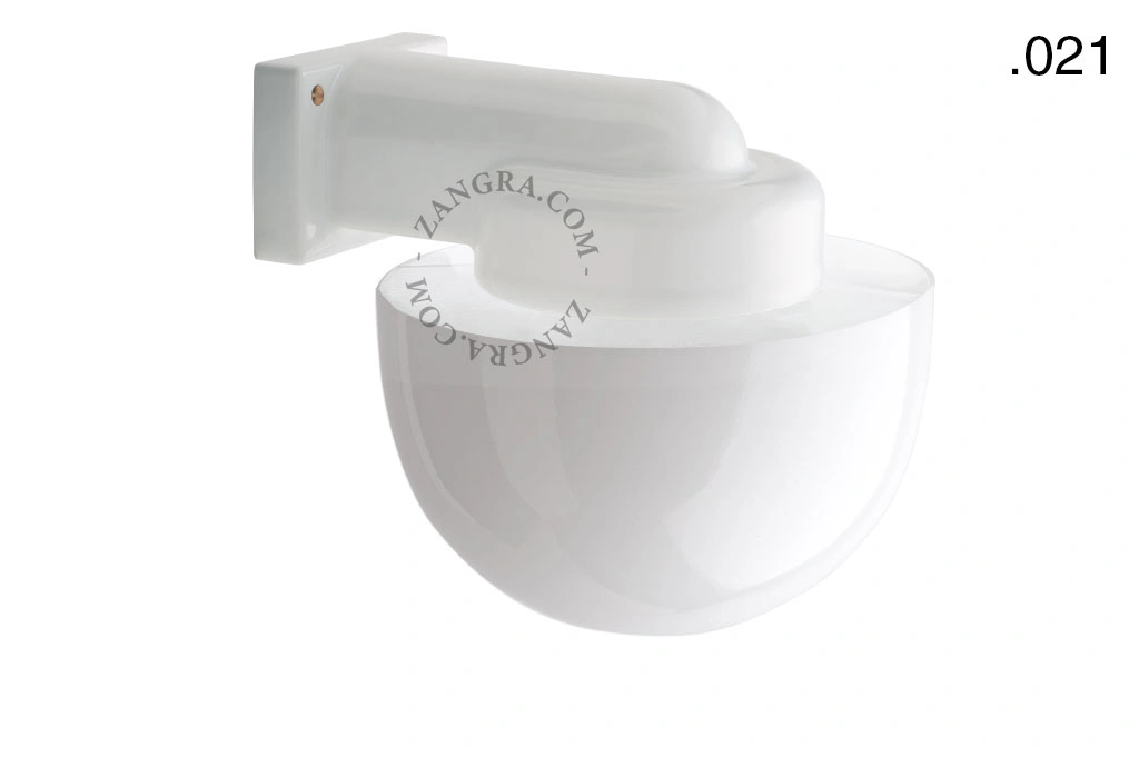 zewnętrzna lub łazienkowa lampa ścienna biała porcelana ze szklanym kloszem - IP54