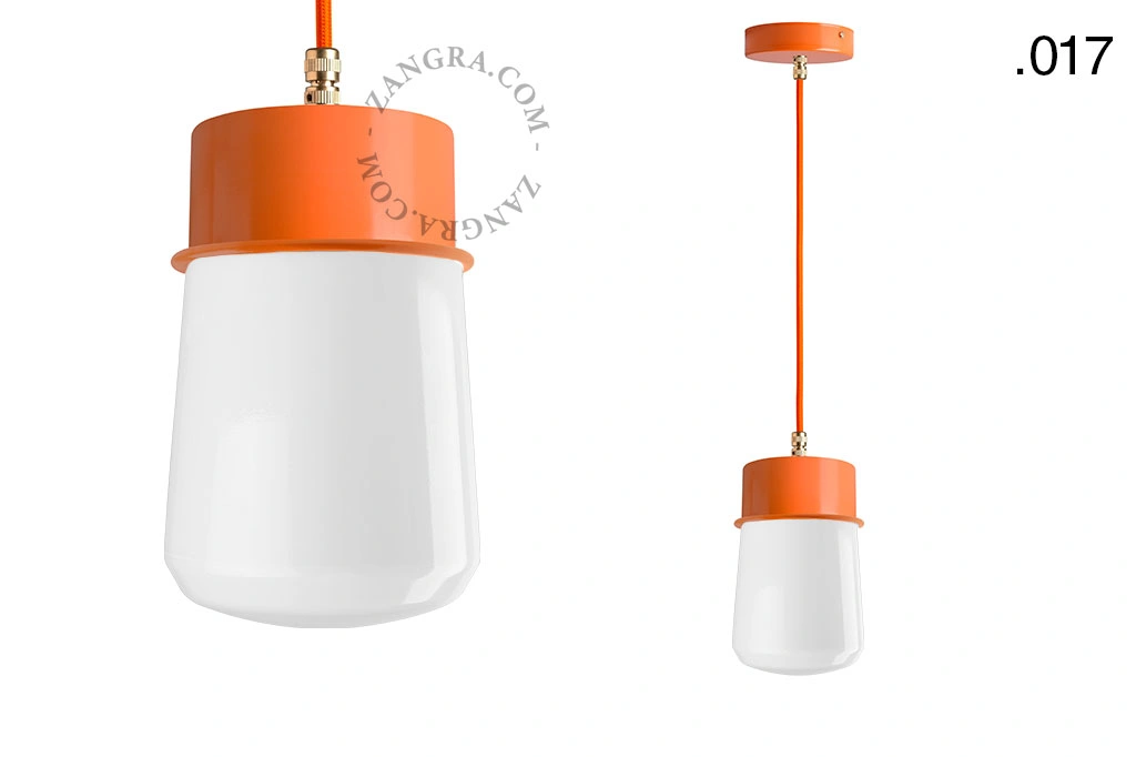 orange pendellampe - glasskærm - Ø 10 cm