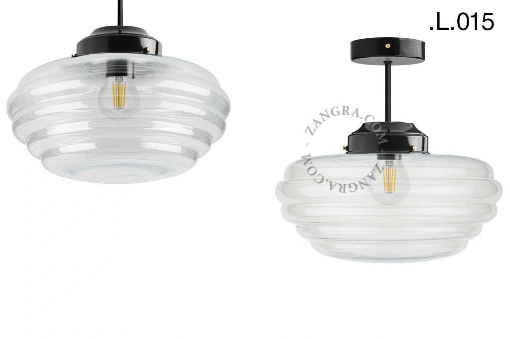 lampada da soffito nera - paralume in vetro