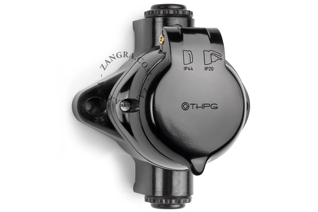 surface mount black bakelite passage socket with lid - type E or F
