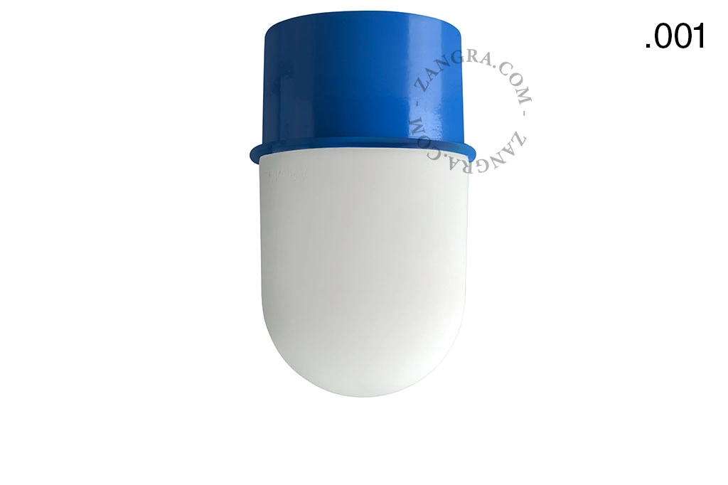 blaue Wand- oder Deckenleuchte - Glasschirm - Ø 8 cm