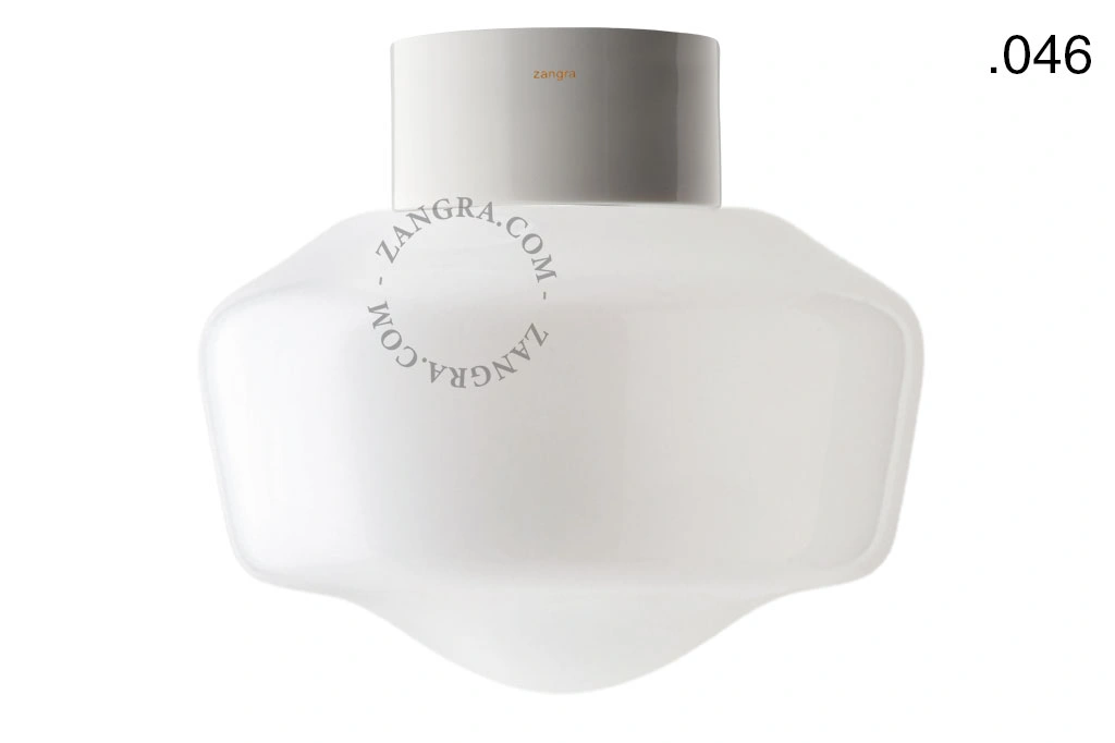 candeeiro de parede ou de teto em porcelana branca - abajur de vidro - Ø 10cm - IP54