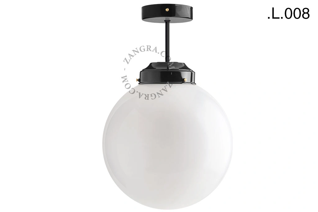 lampada da soffito nera - paralume in vetro