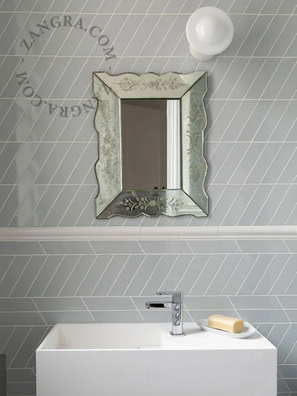 bathroom white porcelain wall or ceiling light - glass shade - Ø 10cm - IP54