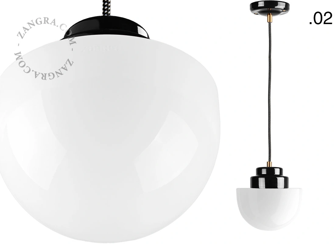 Art Deco pendellampa i svart porslin Denim