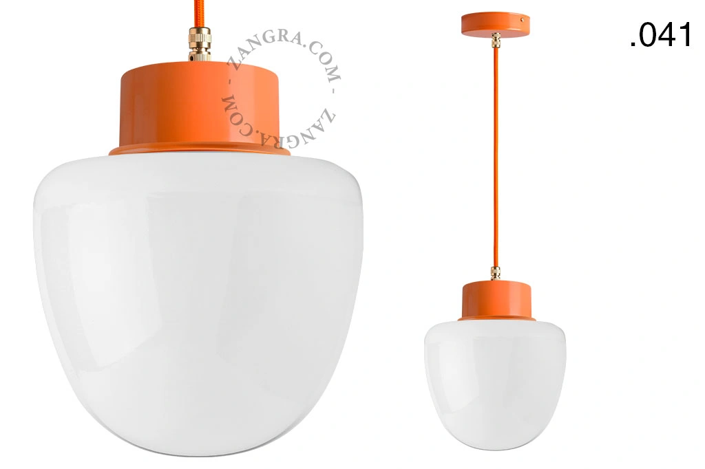 orange pendellampe - glasskærm - Ø 10 cm
