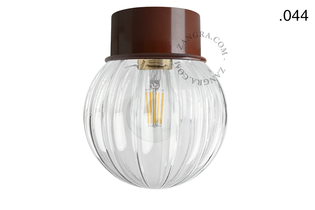 brown wall or ceiling light - glass shade - Ø 10 cm