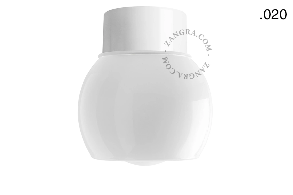 lampa ścienna lub sufitowa biała - szklany klosz  - Ø 10 cm
