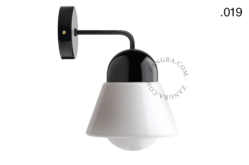 applique en porcelaine noire - globe en verre
