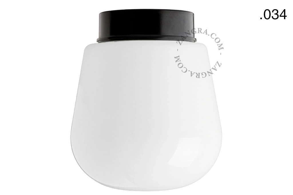sort bakelit væg- eller loftslampe – glas skærm - Ø 9 cm