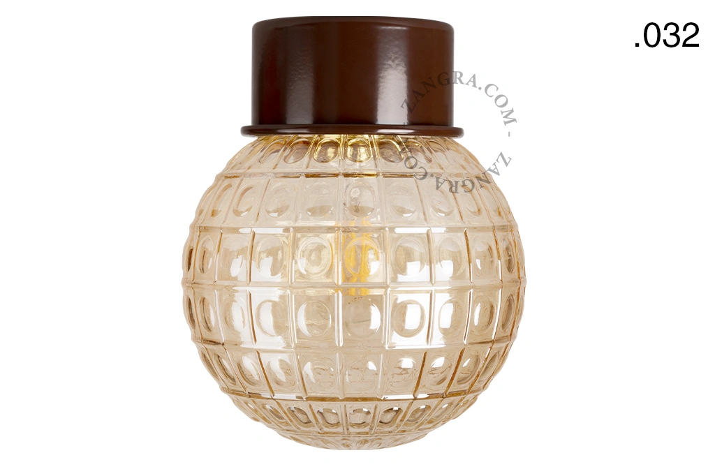 brown wall or ceiling light - glass shade - Ø 10 cm