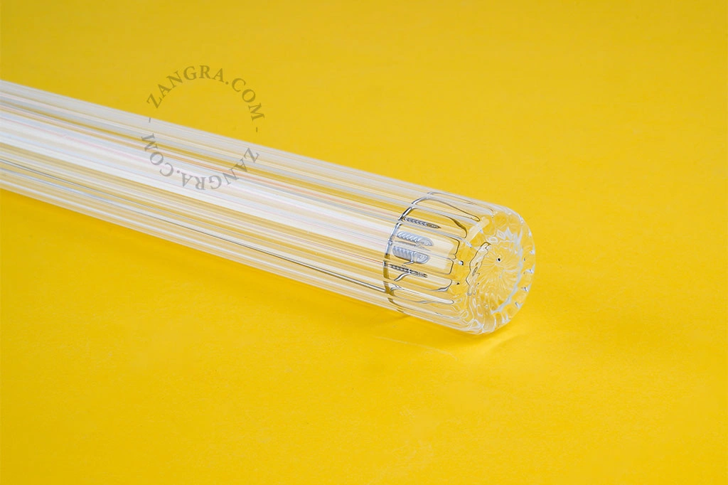 applique ou plafonnier s14d en laiton - verre strié transparent