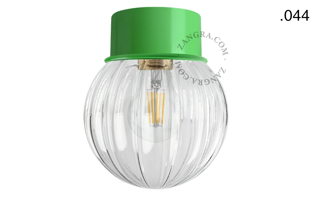 applique ou plafonnier vert - globe en verre - Ø 10 cm