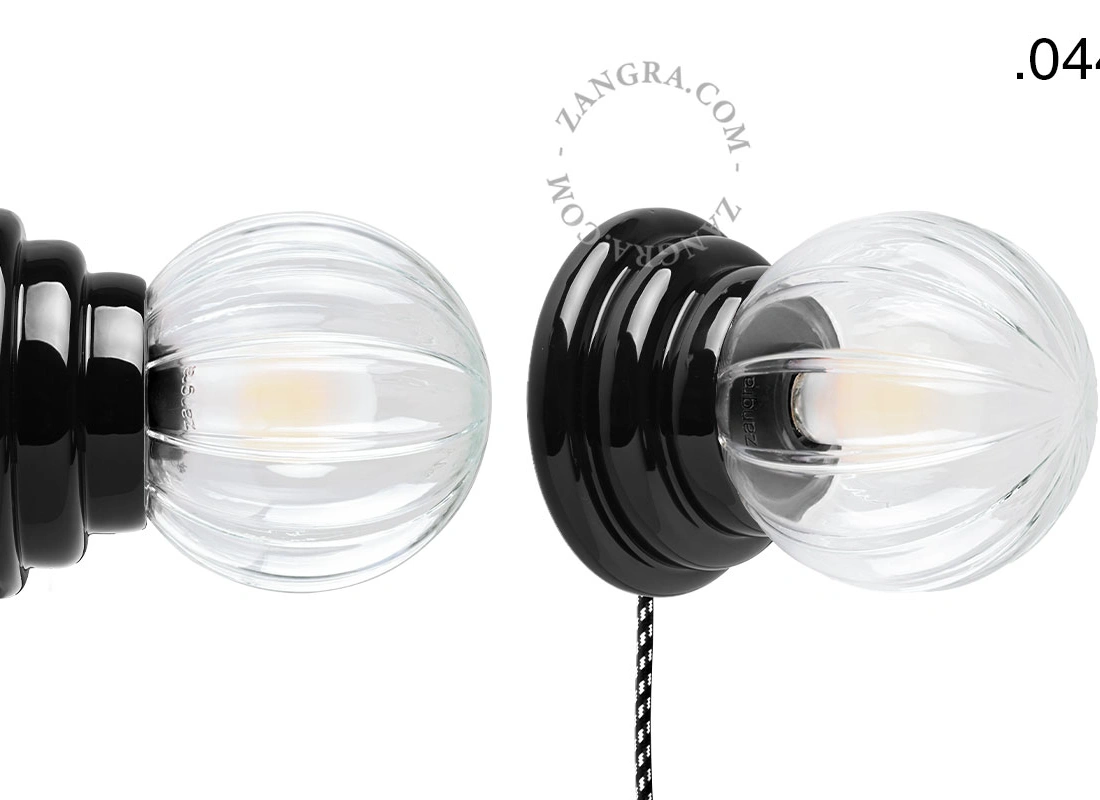 black porcelain Art Deco table or wall light