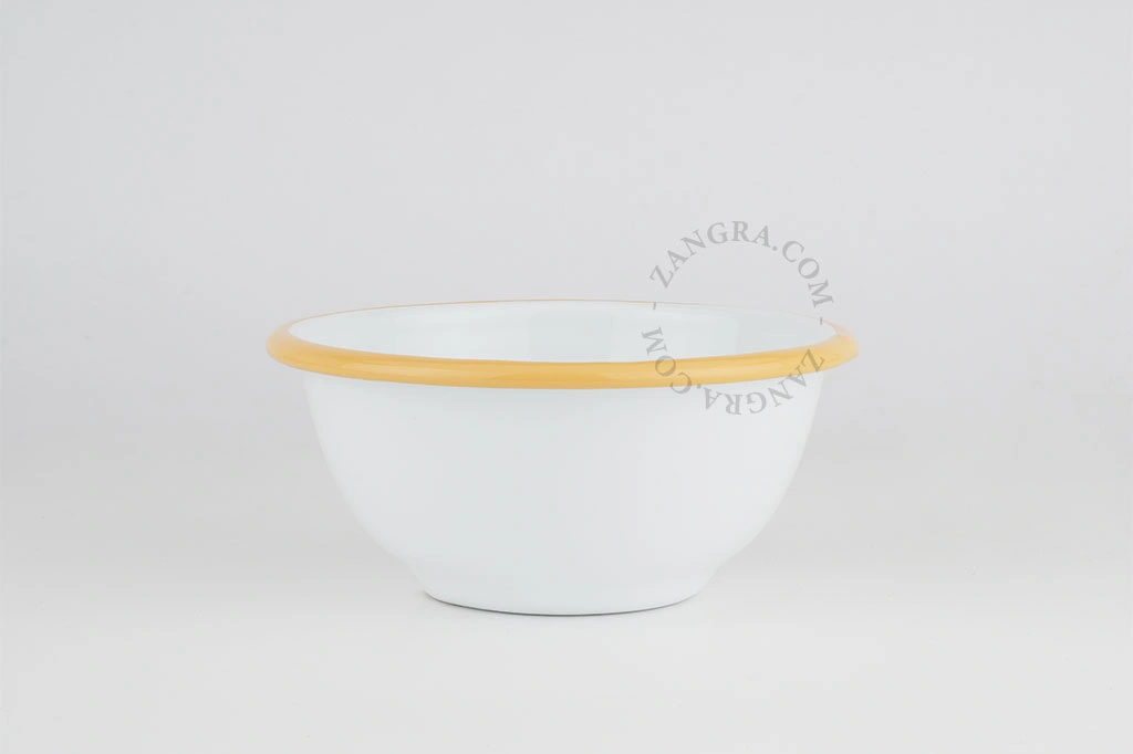 bol en émail blanc avec bord caramel - Ø 13,5 cm