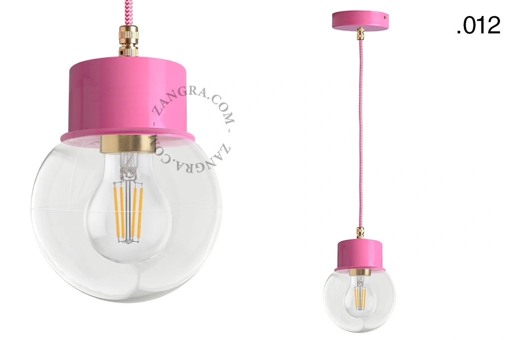 candeeiro suspenso rosa - abajur de vidro - Ø 8,5cm