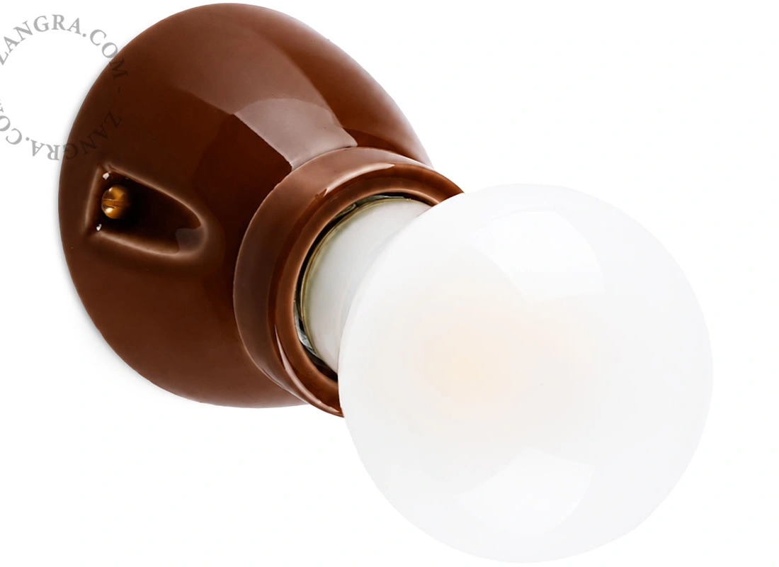 porcelanowa lampa ścienna brązowa