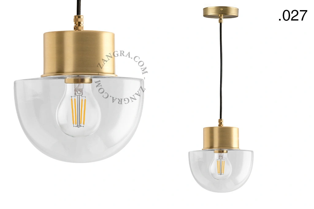 brass pendant light - glass shade - Ø 10 cm