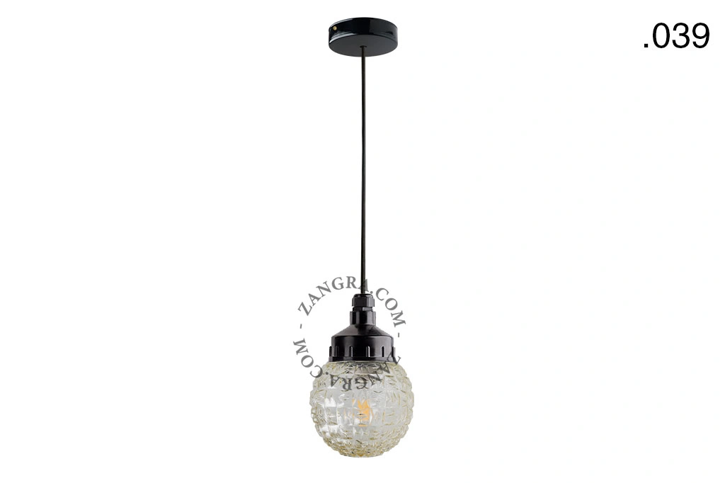 snoerlamp met glazen kap